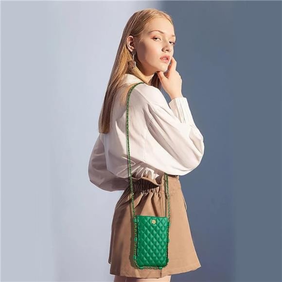 Montana West Small Quilted Cell Phone Purse Women Soft Chain Crossbody Wallet - Picture 3 of 6